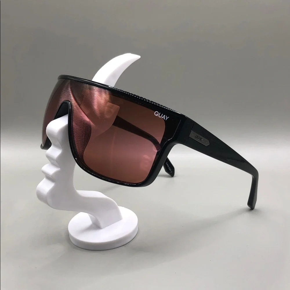 Quay Australia Nightfall Curve Shield Sunglasses Black Brown Unisex